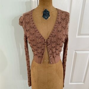 Betsey Johnson Nude Cardigan with Sequin Details